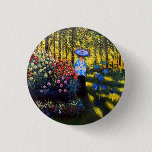 Monet Woman met een parasol in de tuin Ronde Button 3,2 Cm