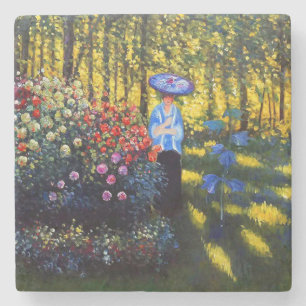 Monet Woman met een parasol in de tuin Stenen Onderzetter