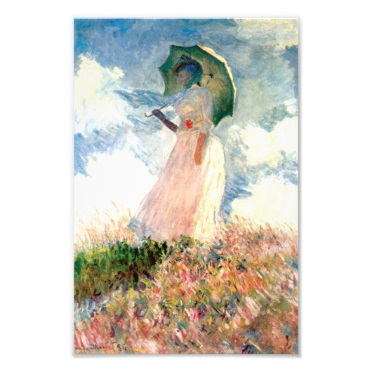 Monet Woman met een parasol links Foto Afdruk (Voorkant)