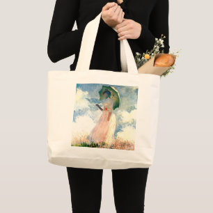 Monet Woman met een parasol links Grote Tote Bag