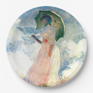 Monet Woman met een parasol links Papieren Bordje