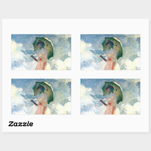 Monet Woman met een parasol links Rechthoekige Sticker (Vel)