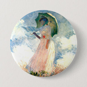 Monet Woman met een parasol links Ronde Button 7,6 Cm