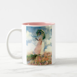 Monet Woman met een parasol links Tweekleurige Koffiemok