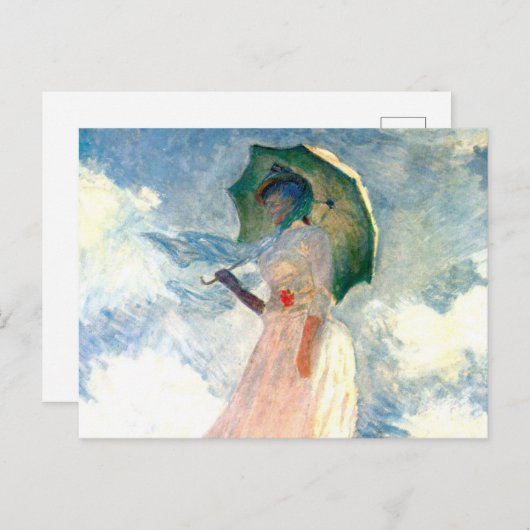 Monet Woman met een parasol links Uitnodiging Briefkaart (Voorkant / Achterkant)