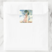 Monet Woman met een parasol links Vierkante Sticker (Tas)