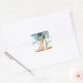 Monet Woman met een parasol links Vierkante Sticker (Envelop)