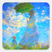 Monet Woman met een parasol Vierkante Sticker (Voorkant)