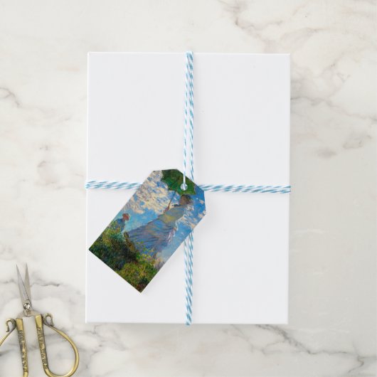 Monet Woman Parasol Impressionisme Cadeaulabel (Met Touw)