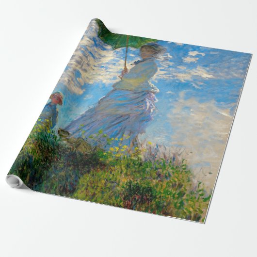 Monet Woman Parasol Impressionisme Cadeaupapier (Uitgerold)