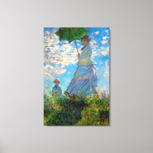 Monet Woman Parasol Impressionisme Canvas Afdruk
