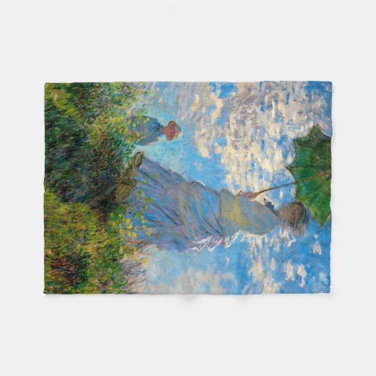 Monet Woman Parasol Impressionisme Fleece Deken (Voorkant (Horizontaal))