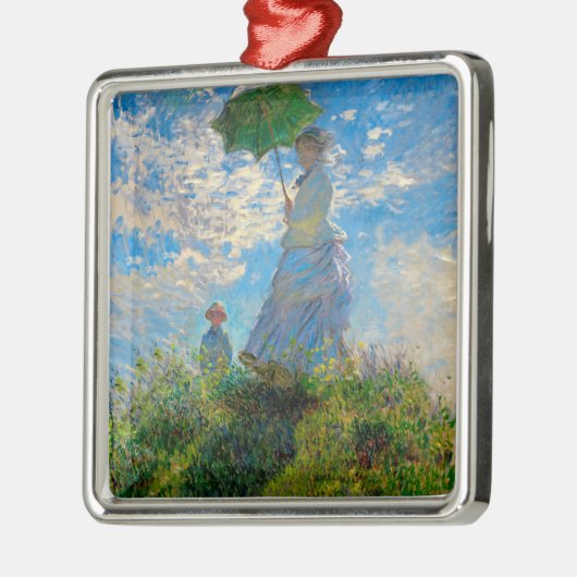 Monet Woman Parasol Impressionisme Metalen Ornament (Links)