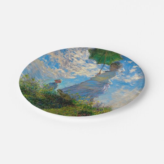 Monet Woman Parasol Impressionisme Papieren Bordje (Gekanteld)