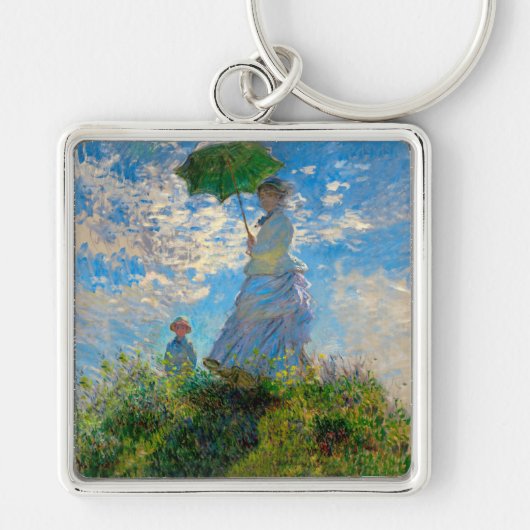 Monet Woman Parasol Impressionisme Sleutelhanger (Voorkant)