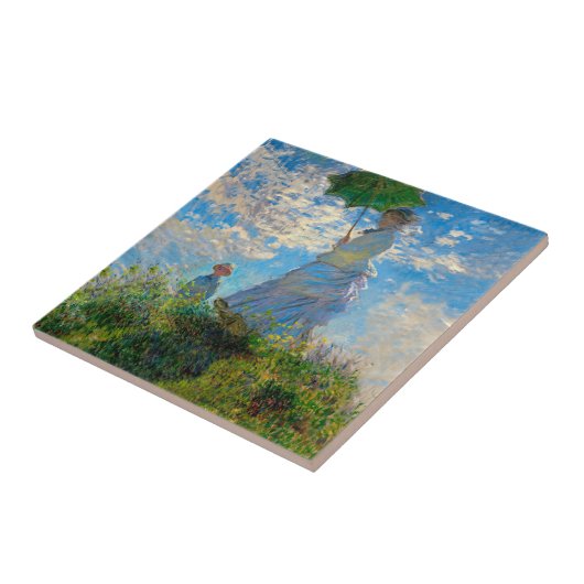 Monet Woman Parasol Impressionisme Tegeltje (Zijkant)