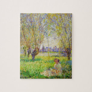 Monet Woman zit onder de Willows Fine Art Legpuzzel