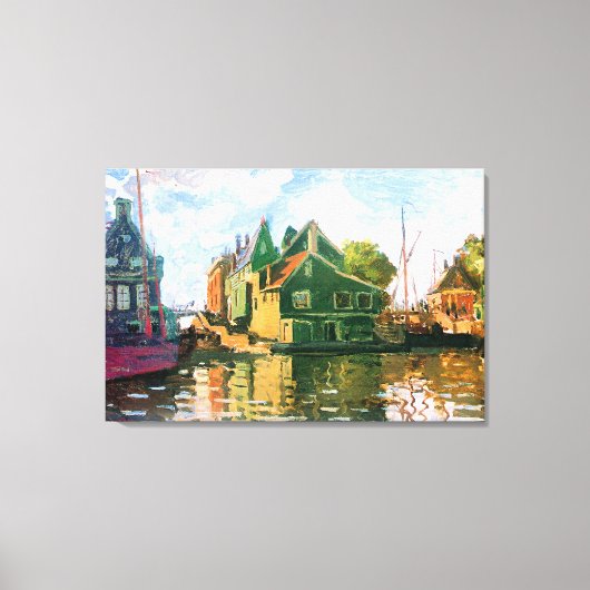 Monet - Zaandam, Schilderij van het Kanaal Canvas Afdruk (Voorkant)