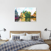 Monet - Zaandam, Schilderij van het Kanaal Canvas Afdruk (Insitu (Slaapkamer))