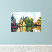Monet - Zaandam, Schilderij van het Kanaal Canvas Afdruk (Insitu (Houten vloer))