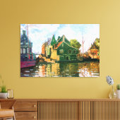 Monet - Zaandam, Schilderij van het Kanaal Canvas Afdruk (Insitu (Woonkamer))