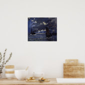 Monet - Zeegezicht met scheepvaart bij maanlicht Poster (Keuken)