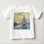 Monet Zeilboot bij Le Petit-Gennevilliers<br><div class="desc">Baby T-Shirt met Claude Monets olieverfschilderij Zeilboot bij Le Petit-Gennevilliers (1874). Een serene zeilboot vaart in Parijs,  Frankrijk. Perfect voor liefhebbers van impressionisme en Franse kunstverzamelaars!</div>
