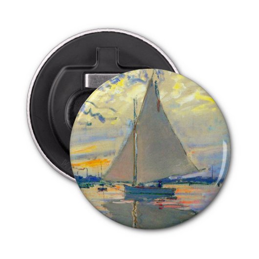 Monet Zeilboot bij Le Petit-Gennevilliers Button Flesopener (Voorkant)