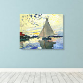 Monet - Zeilboot bij le Petit Gennevilliers Canvas Afdruk (Insitu (Houten vloer))