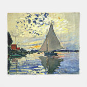 Monet, Zeilboot bij le Petit Gennevilliers Fleece Deken (Voorkant (Horizontaal))