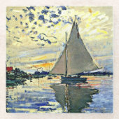Monet - Zeilboot bij le Petit Gennevilliers Glazen Onderzetter (Voorkant)