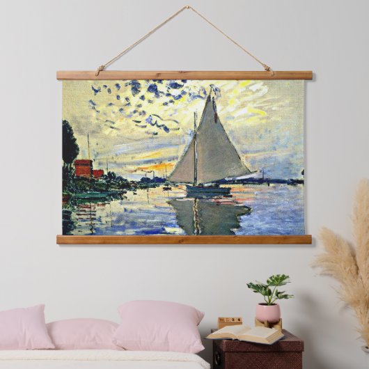 Monet - Zeilboot bij le Petit Gennevilliers Hangend Wandkleed (Slaapkamer)
