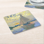 Monet Zeilboot bij Le Petit-Gennevilliers Kartonnen Onderzetters (Schuin)