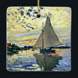 Monet - Zeilboot bij le Petit Gennevilliers Keramisch Ornament<br><div class="desc">Claude Monet schilderij,  Zeilboot bij le Petit Gennevilliers</div>