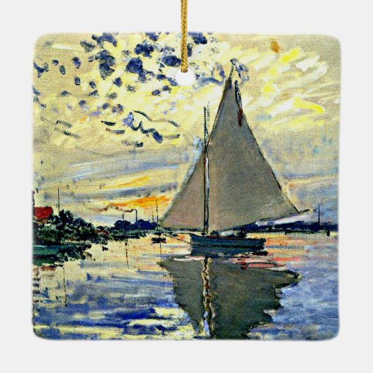 Monet - Zeilboot bij le Petit Gennevilliers Keramisch Ornament (Achterkant)