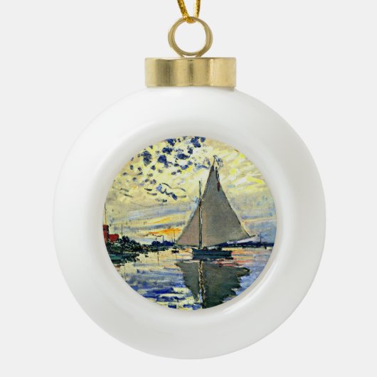 Monet - Zeilboot bij le Petit Gennevilliers Keramische Bal Ornament (Voorkant)