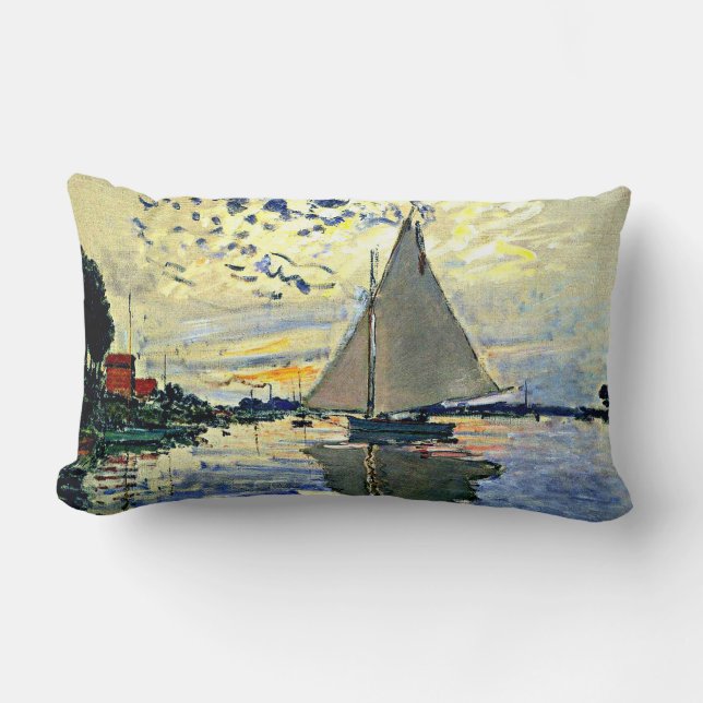Monet - Zeilboot bij le Petit Gennevilliers Kussen (Voorkant)