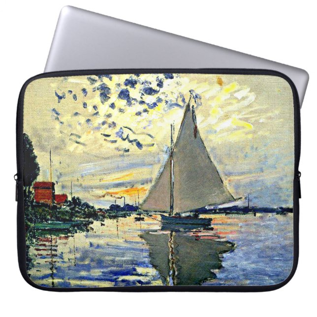 Monet - Zeilboot bij le Petit Gennevilliers Laptop Sleeve (Voorkant)