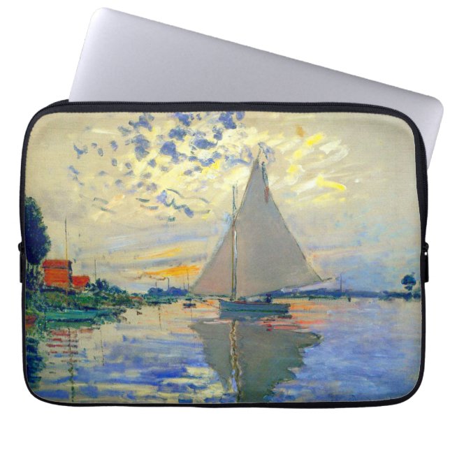 Monet Zeilboot bij Le Petit-Gennevilliers Laptop Sleeve (Voorkant)