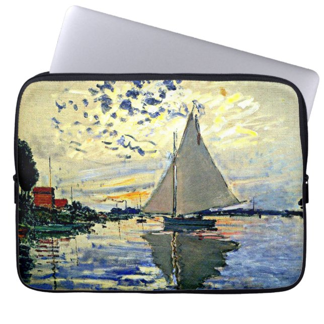 Monet - Zeilboot bij le Petit Gennevilliers Laptop Sleeve (Voorkant)
