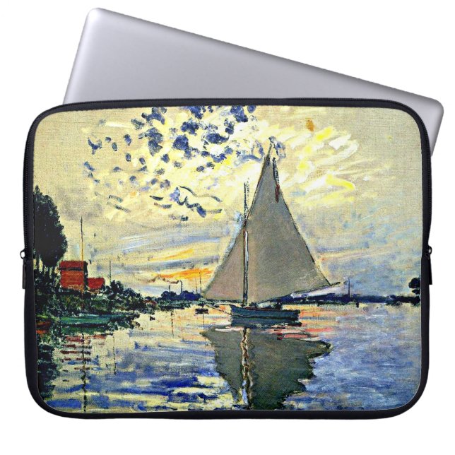 Monet - Zeilboot bij le Petit Gennevilliers Laptop Sleeve (Voorkant)