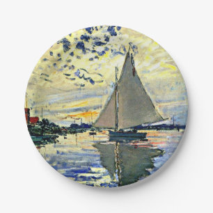 Monet - Zeilboot bij le Petit Gennevilliers, Papieren Bordje