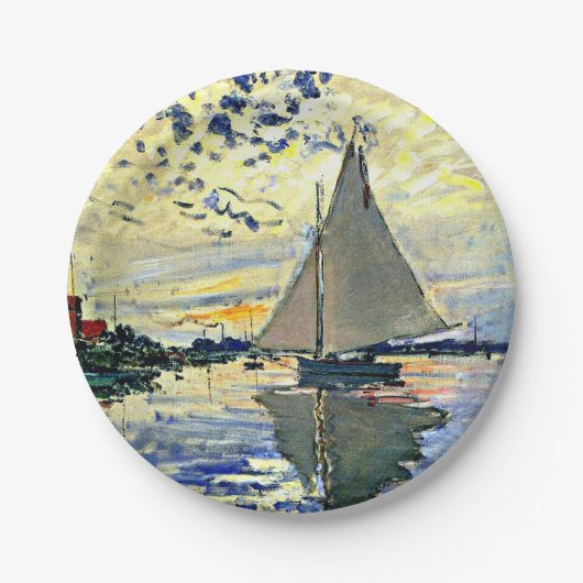 Monet - Zeilboot bij le Petit Gennevilliers, Papieren Bordje (Voorkant)