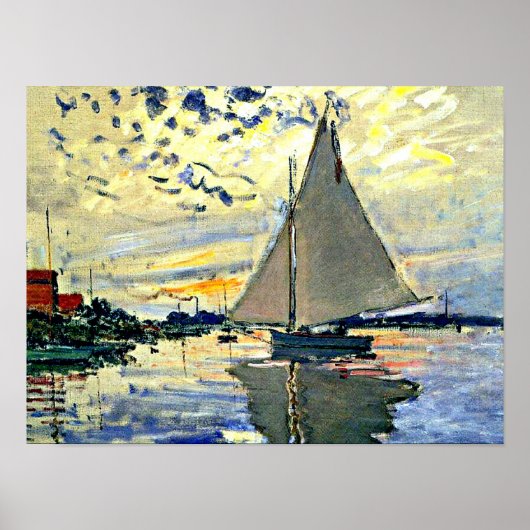 Monet - Zeilboot bij le Petit Gennevilliers Poster (Voorkant)