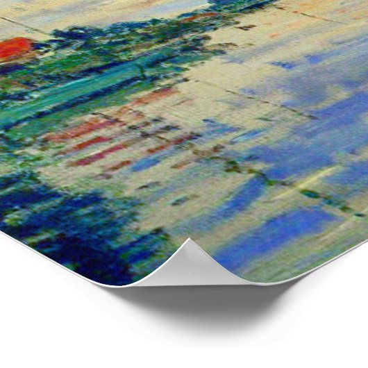 Monet Zeilboot bij Le Petit-Gennevilliers Poster (Hoek)