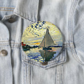 Monet - Zeilboot bij le Petit Gennevilliers Ronde Button 4,0 Cm (In situ)