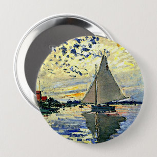 Monet - Zeilboot bij le Petit Gennevilliers Ronde Button 4,0 Cm