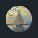 Monet Zeilboot bij Le Petit-Gennevilliers Ronde Button 5,7 Cm<br><div class="desc">Button met Claude Monets olieverfschilderij Zeilboot bij Le Petit-Gennevilliers (1874). Een serene zeilboot vaart in Parijs,  Frankrijk. Perfect voor liefhebbers van impressionisme en Franse kunstverzamelaars!</div>