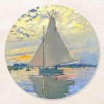 Monet Zeilboot bij Le Petit-Gennevilliers Ronde Kartonnen Onderzetter<br><div class="desc">Papieren Onderzetters met Claude Monets olieverfschilderij Zeilboot bij Le Petit-Gennevilliers (1874). Een serene zeilboot vaart in Parijs,  Frankrijk. Perfect voor liefhebbers van impressionisme en Franse kunstverzamelaars!</div>