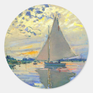 Monet Zeilboot bij Le Petit-Gennevilliers Ronde Sticker